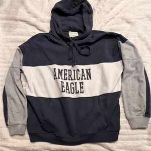 American Eagle Outfitters Navy & Gray Colorblock Hoodie